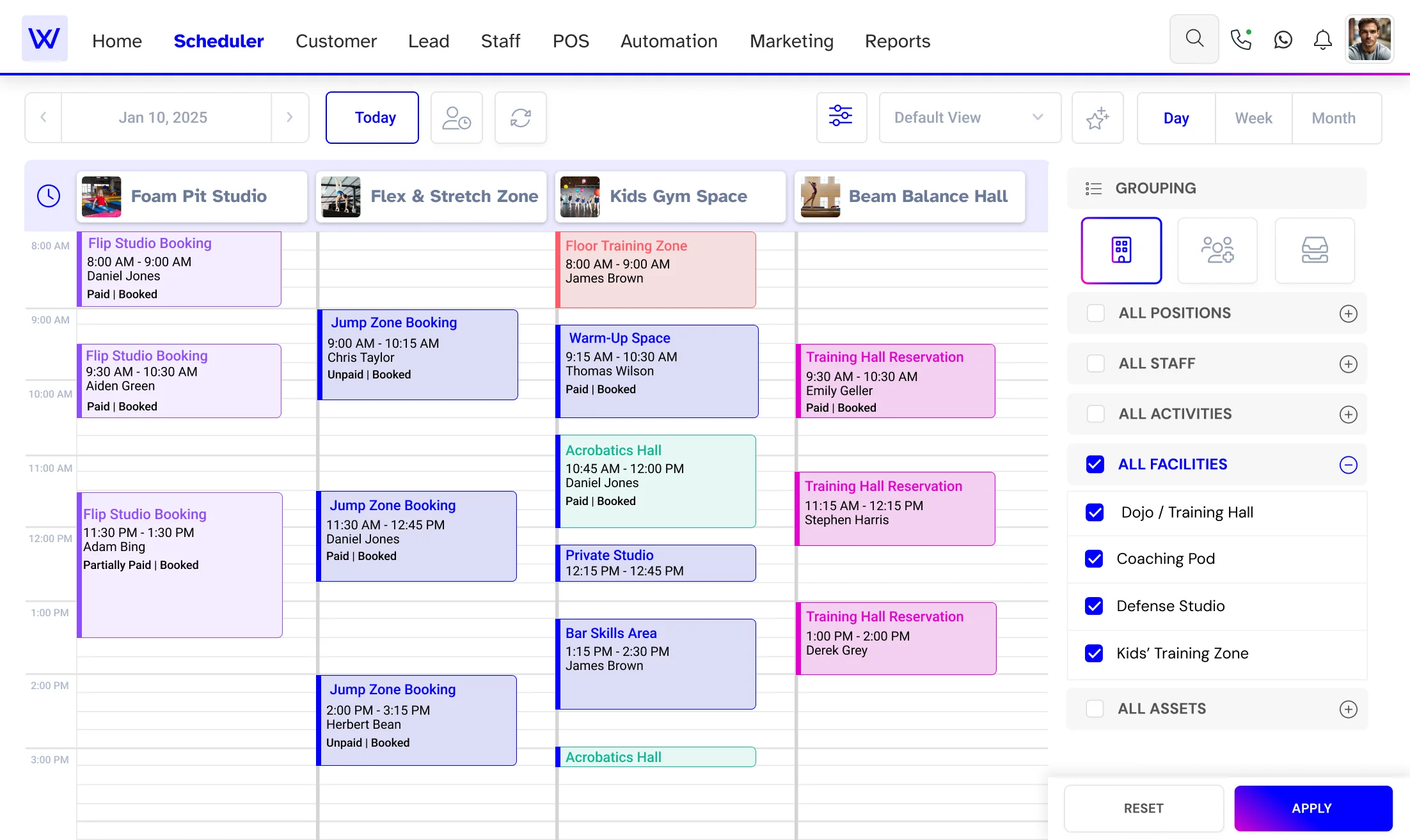 Gymnastics scheduler calendar