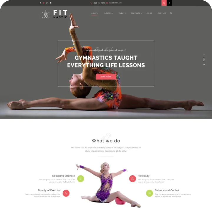 Wellyx gymanstics page theme