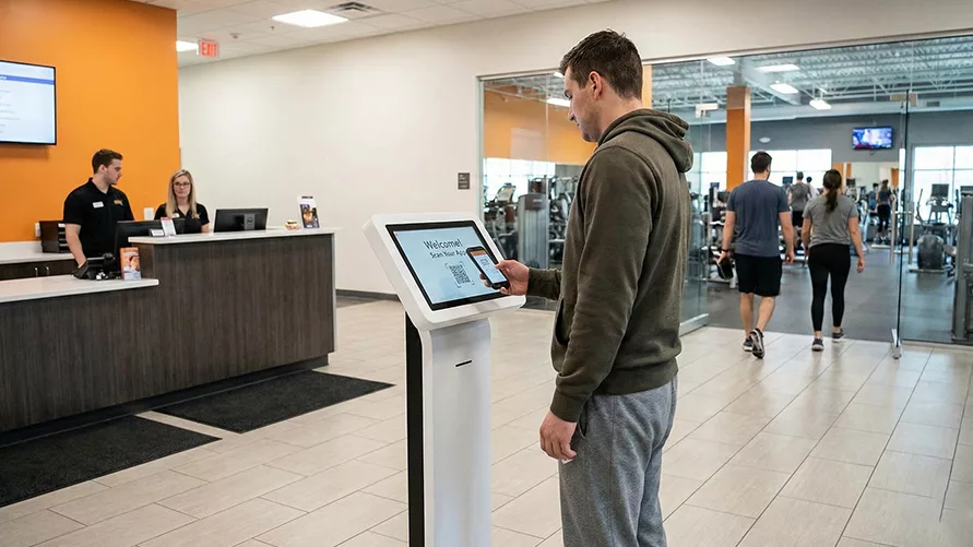 What is Kiosk check in and how do gyms use mobile apps to power it